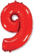 Шар цифра «Девять» Красный