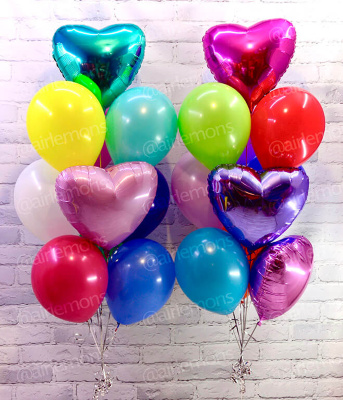 Радужный набор из латексных и фольгированных шаров в любой цветовой гамме 