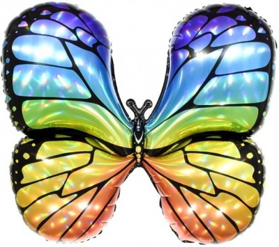 Фольгированный шар &quot;Бабочка яркая радуга, голография&quot; 